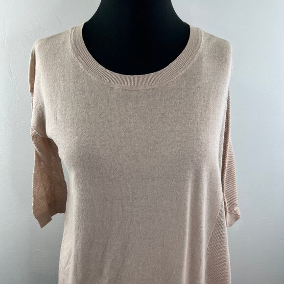 ALLSAINTS Beige Linen Cotton Half Sleeve Cast Jumper Sweater Top Size M NEW - Picture 2 of 8